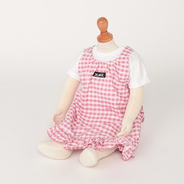 抗菌防臭 カバーオール×総柄フリルロンパース