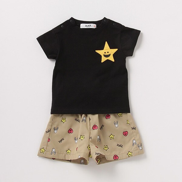 キラッキーポケットTシャツ×総柄ショートパンツセット