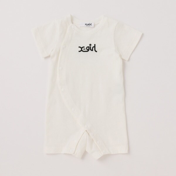 ヒョウ柄ボックスロゴ半袖カバーオール