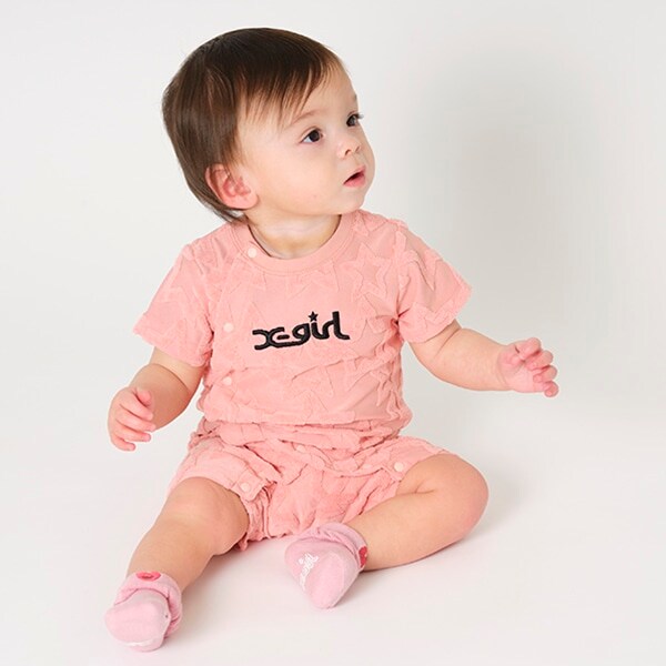 星柄パイルジャガードロンパース