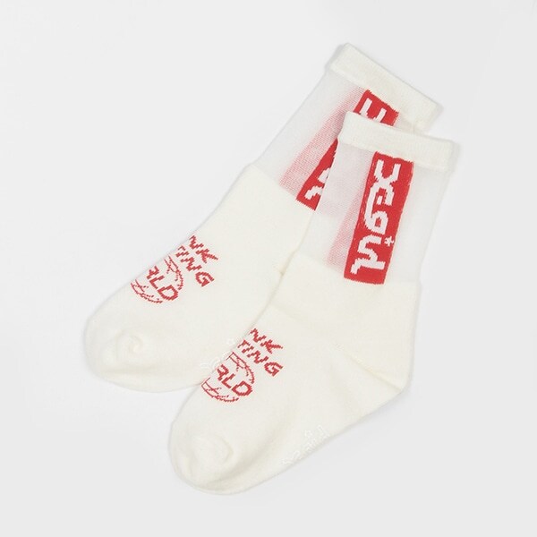 ロゴシースルークルーソックス