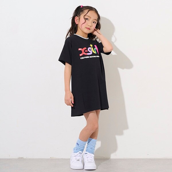 ラメ発泡ロゴTワンピース