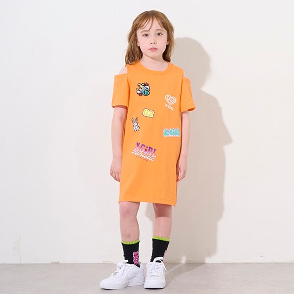 MIXロゴ肩あきTワンピース