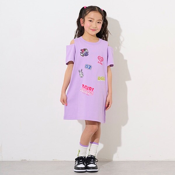 MIXロゴ肩あきTワンピース