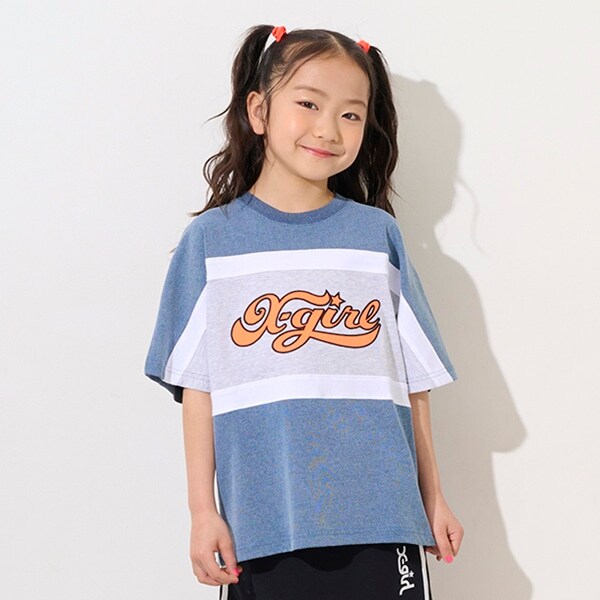 【TBSドラマ フェイクマミー 着用アイテム】配色切替ロゴアップリケ半袖Tシャツ