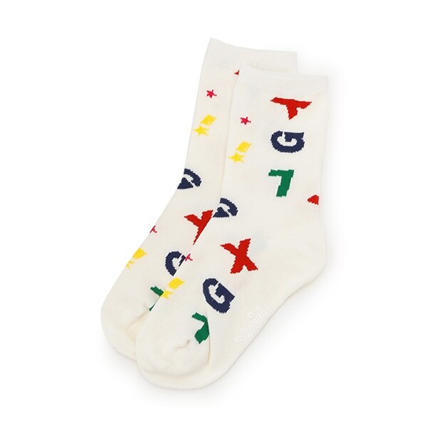 ロゴ総柄クルーソックス