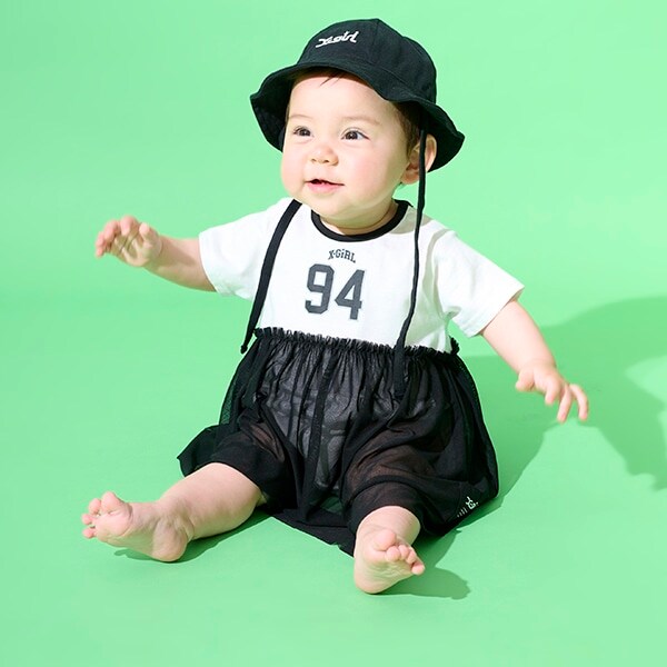 ナンバリングワンピース風半袖ロンパース