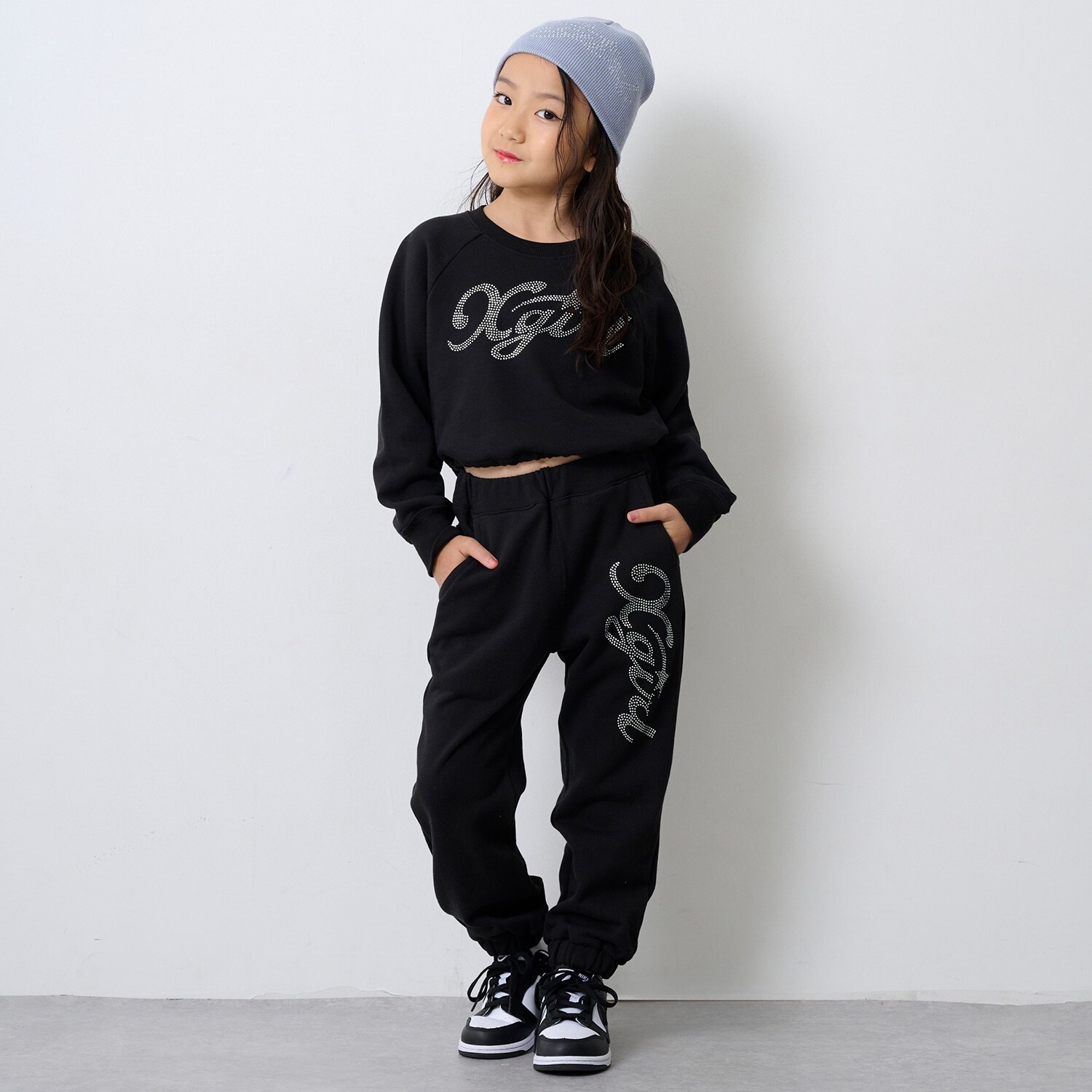 ラインストーンロゴスウェットパンツ