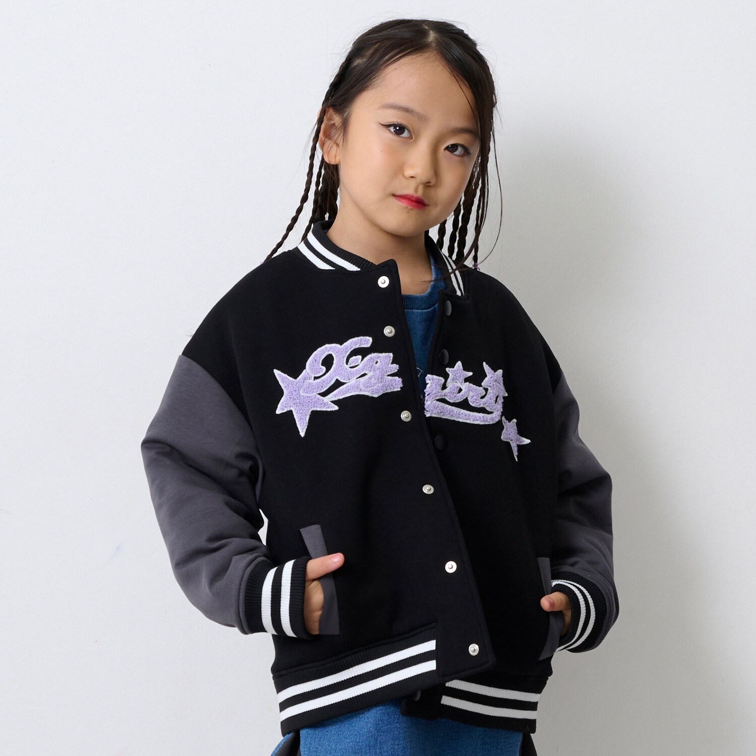 ロゴ刺しゅうダンボールニットスタジャン