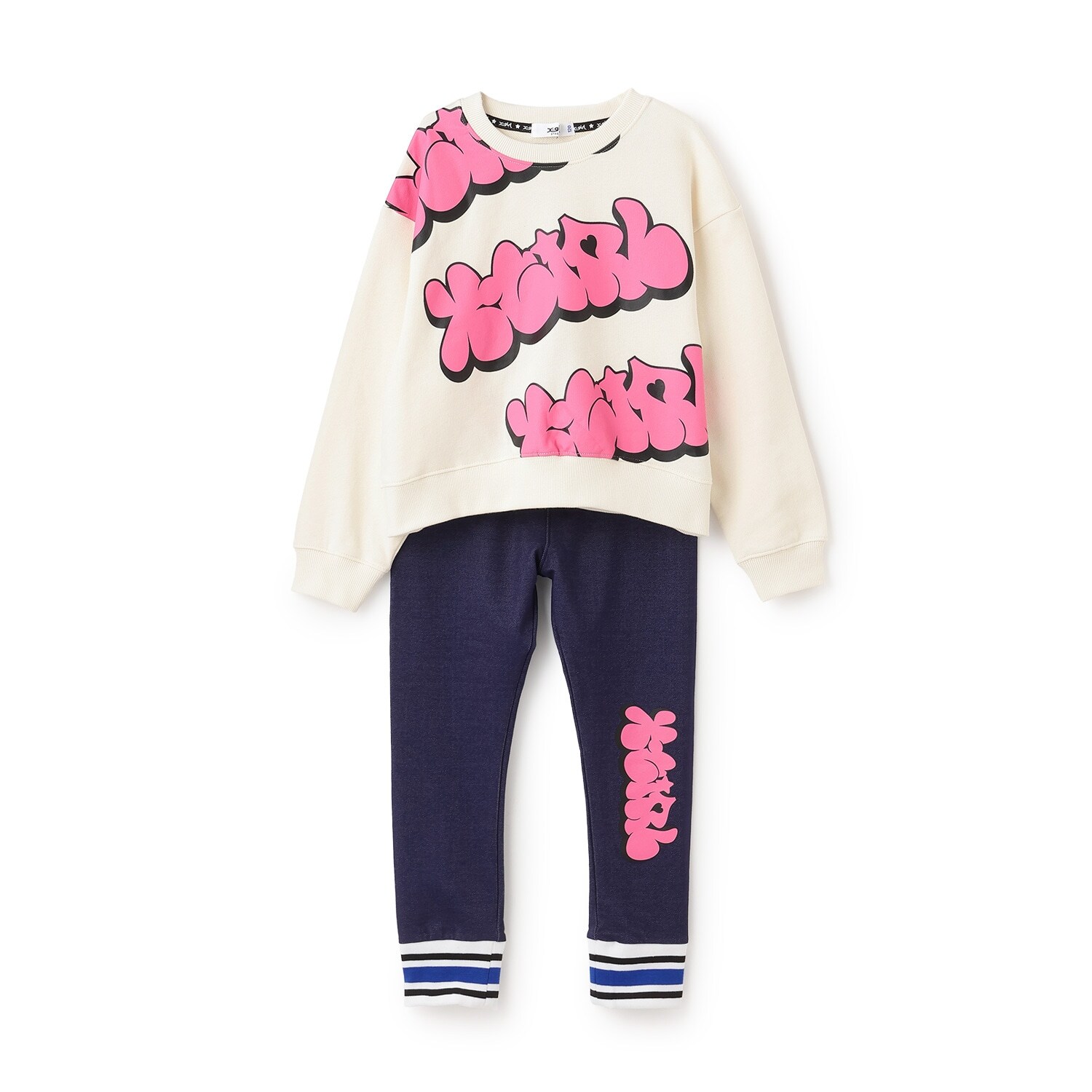 【TBSドラマ フェイクマミー 着用アイテム】グラフィティロゴトレーナー&レギンスセット