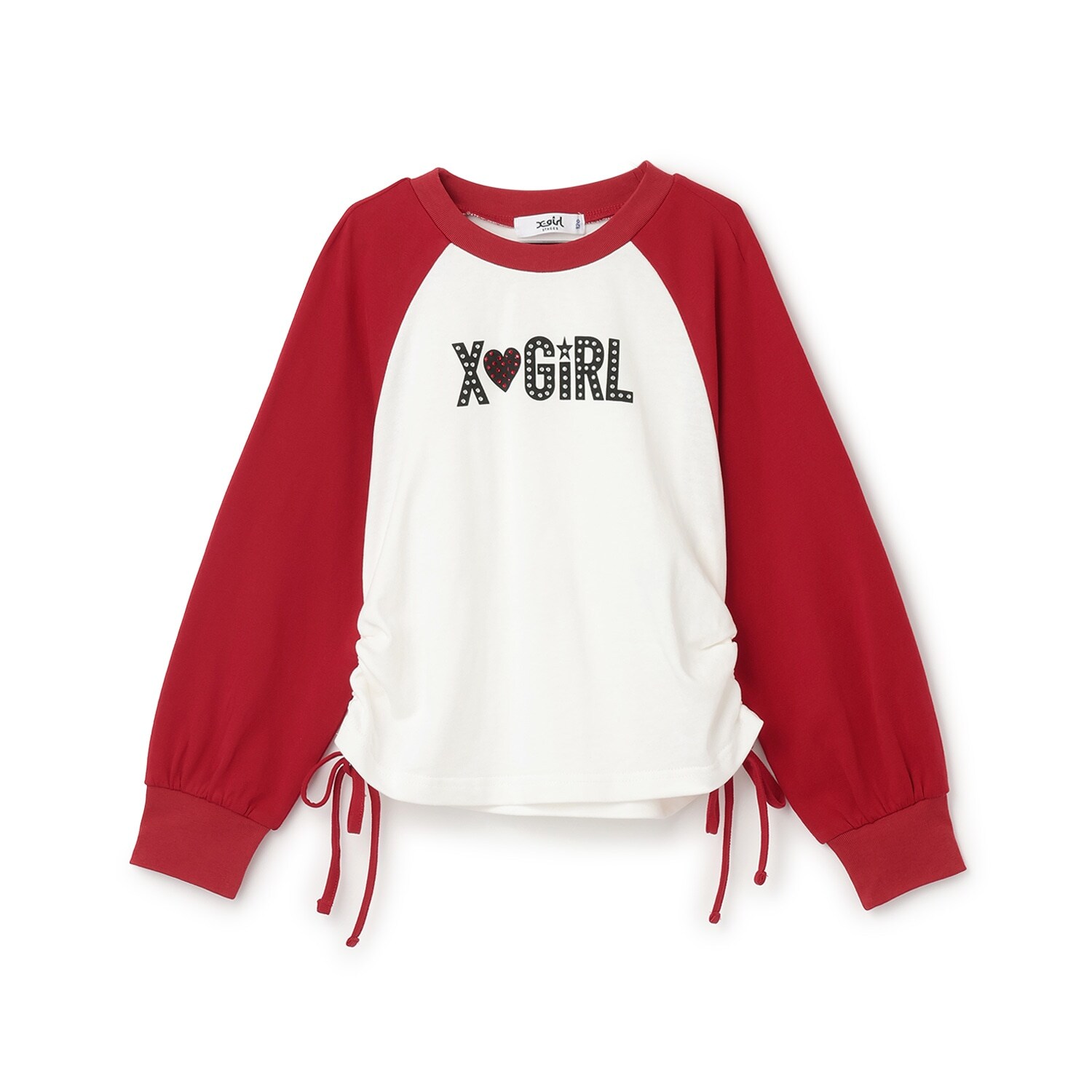 スタッズ& ラインストーンロゴラグラン長袖Tシャツ