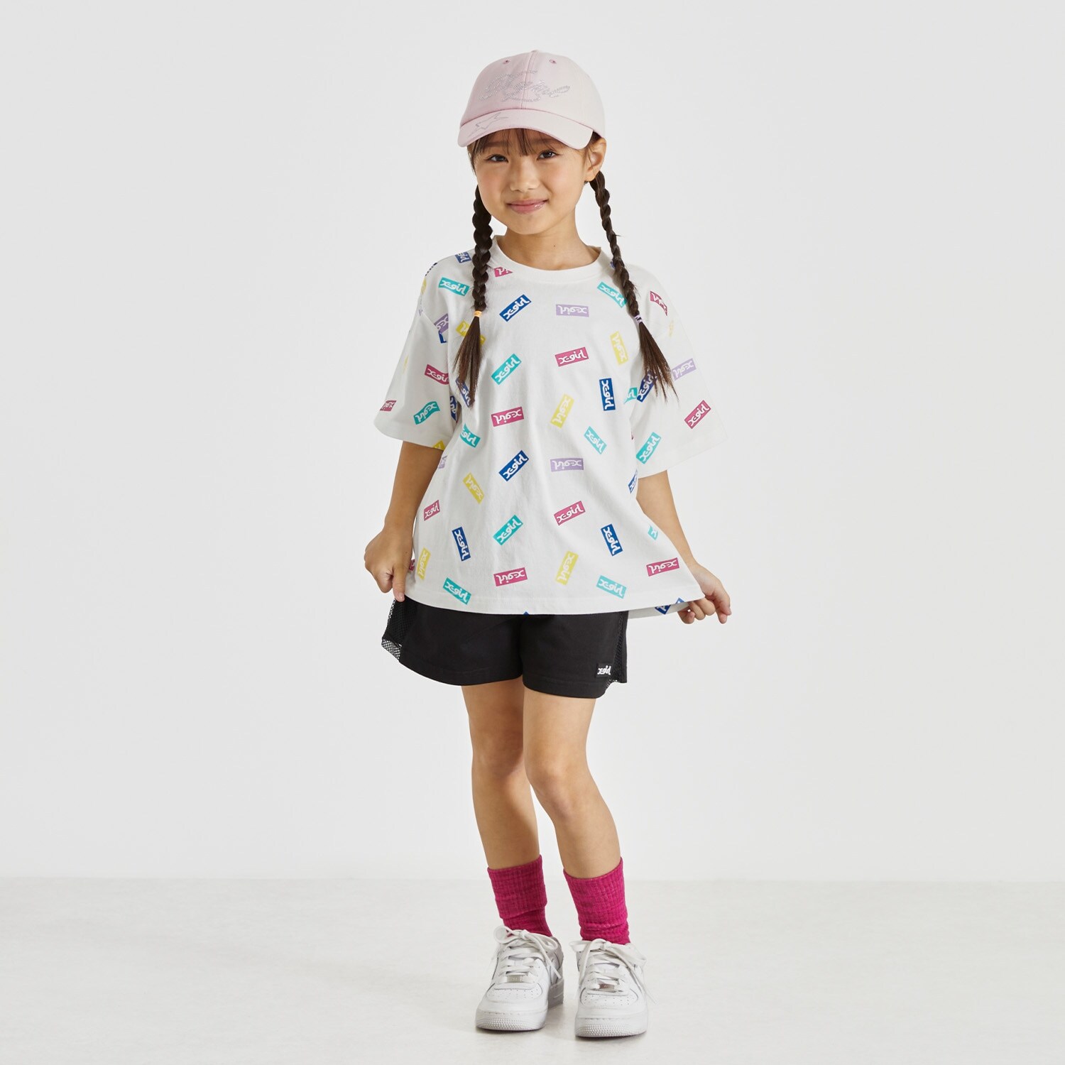 BOXロゴ総柄半袖T+サイドメッシュショートパンツセット