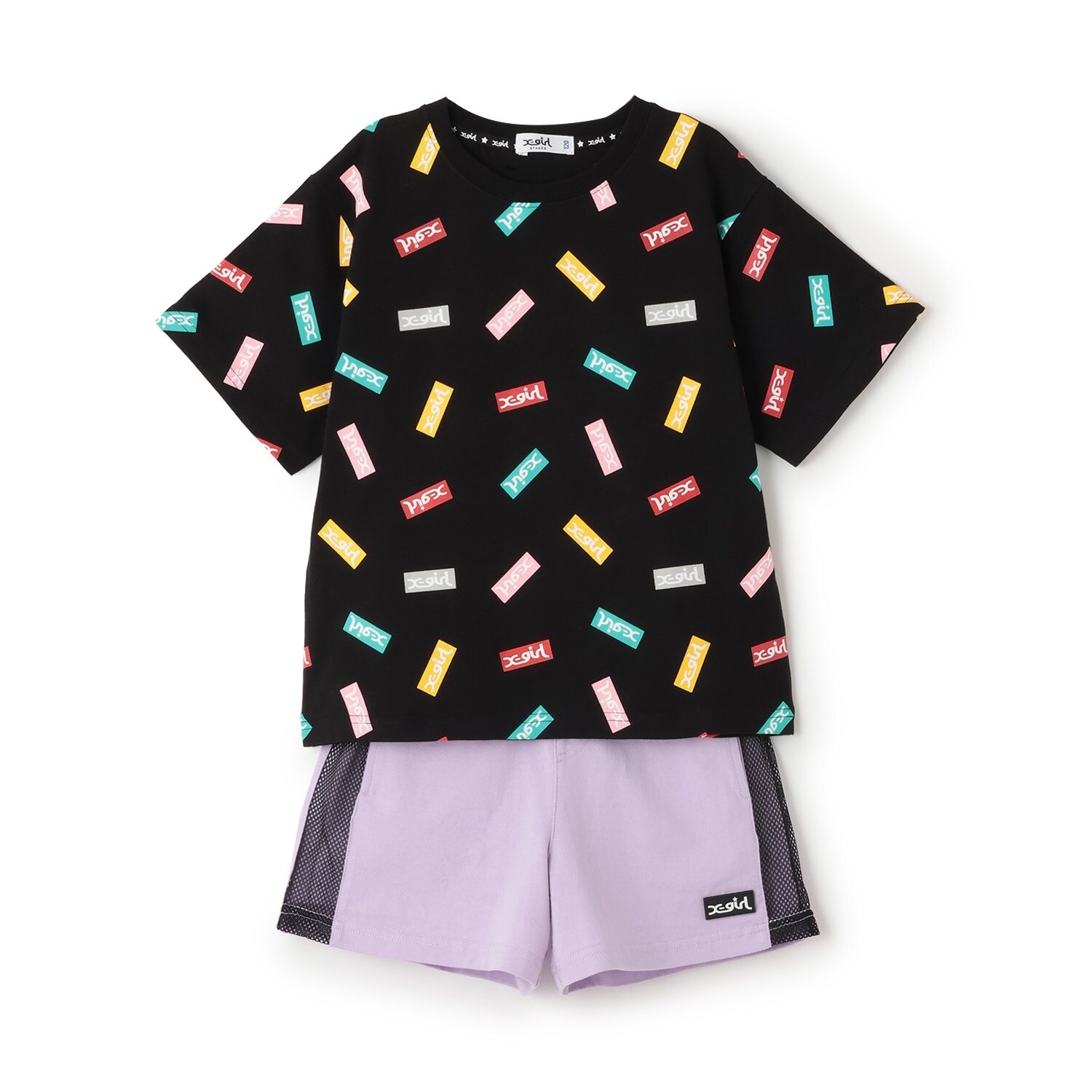 BOXロゴ総柄半袖T+サイドメッシュショートパンツセット