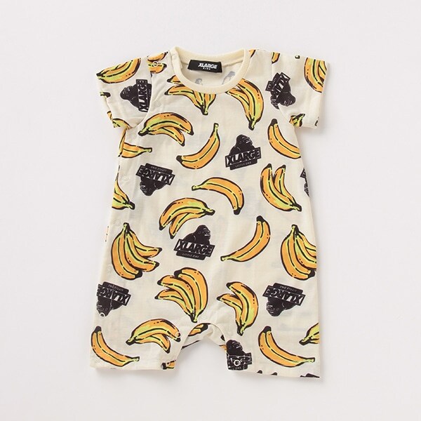吸水速乾 バナナOGゴリラ総柄ロンパース