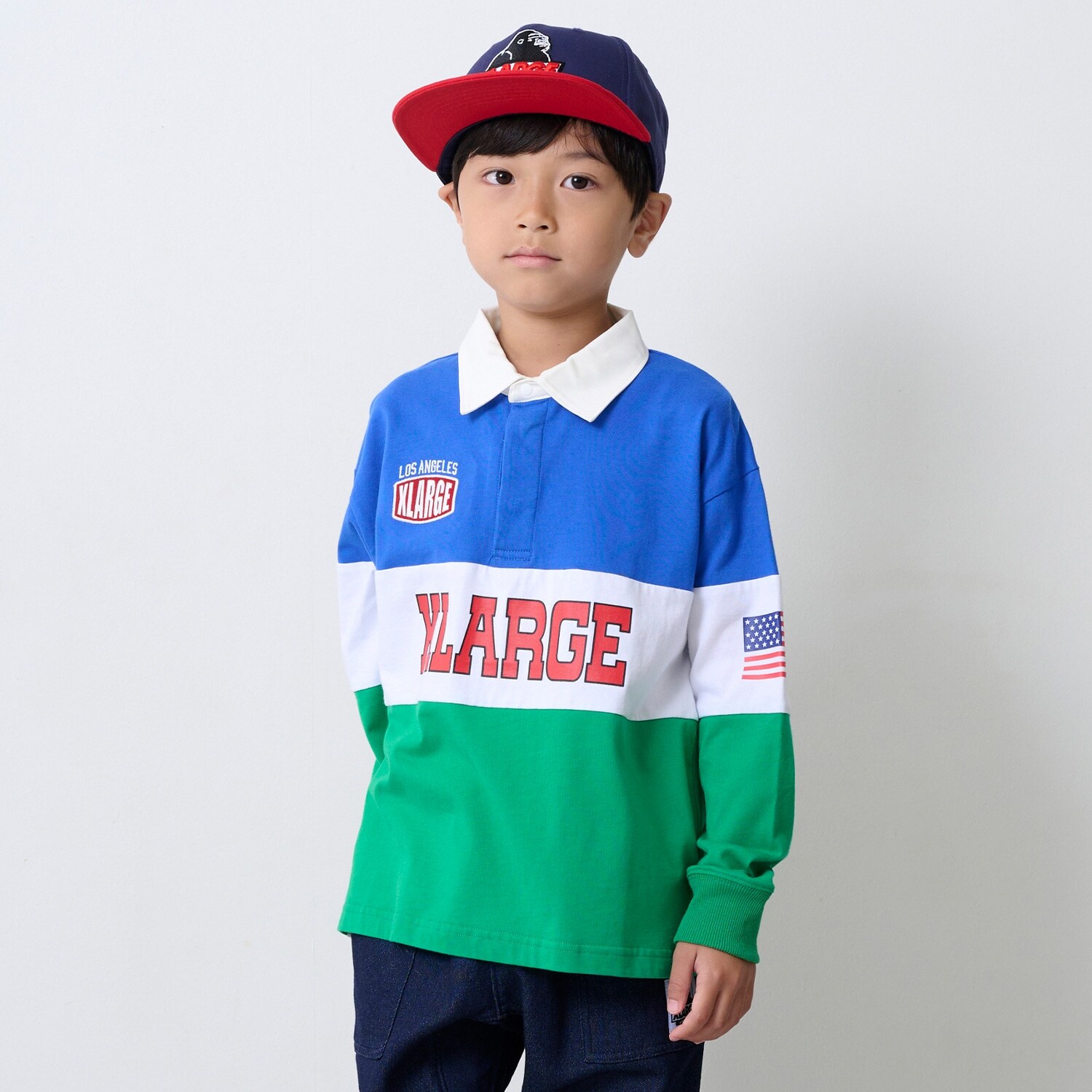 カラーブロックラガーシャツ