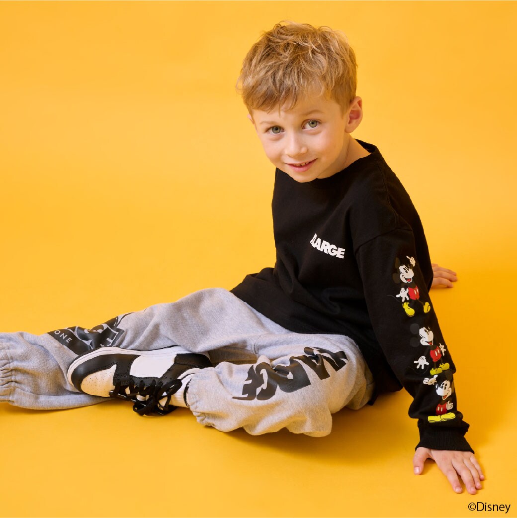 【DISNEY】ミッキーマウス/袖プリント長袖Tシャツ
