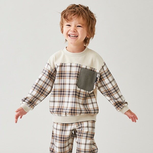 【リンク】チェック切替長袖T(キッズサイズ)