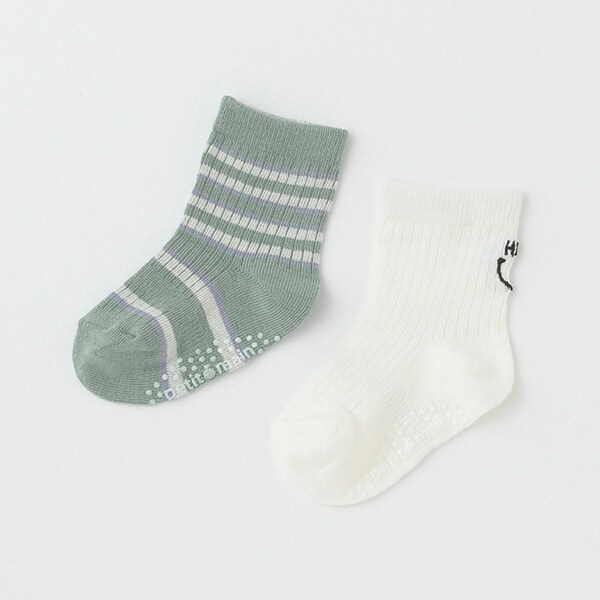 ボーダー/ワンポイントソックス2P