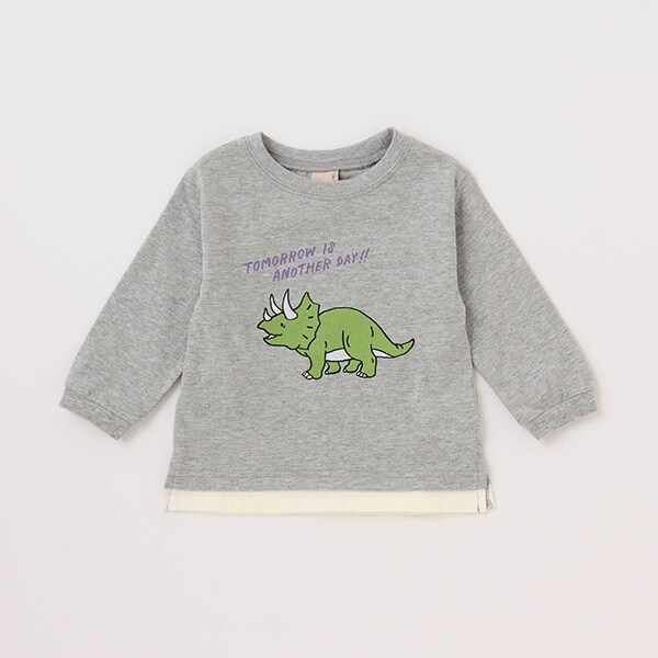 【Good price】裾レイヤード恐竜長袖T