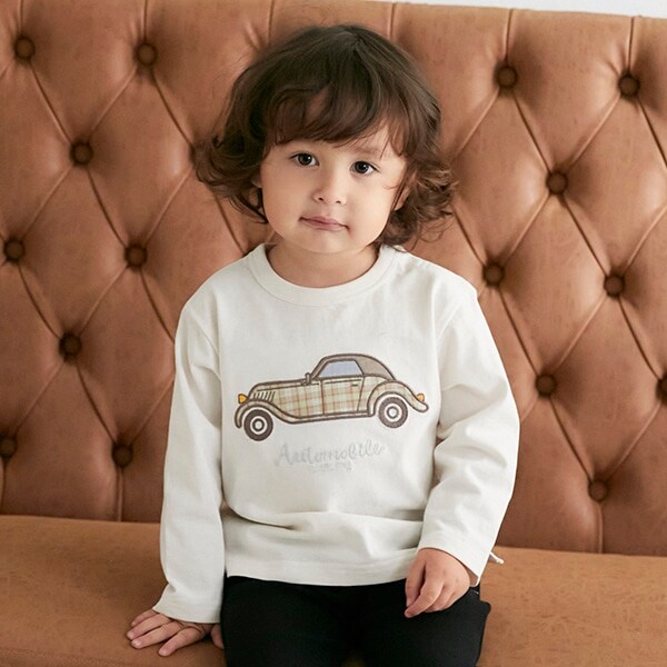 車アップリケ長袖T