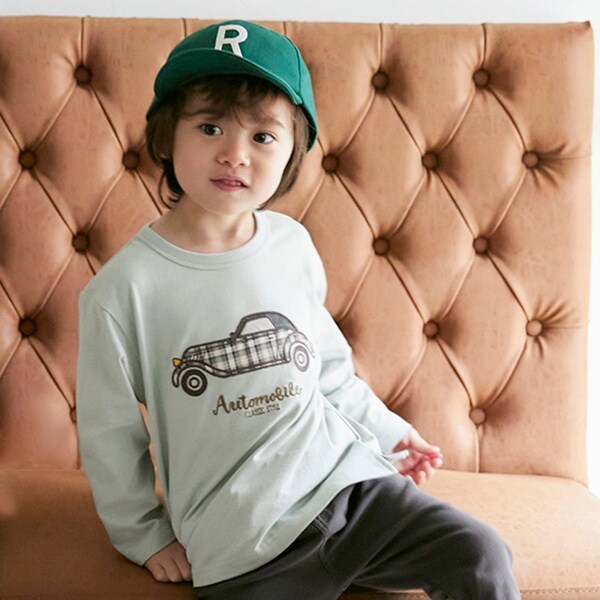 車アップリケ長袖T