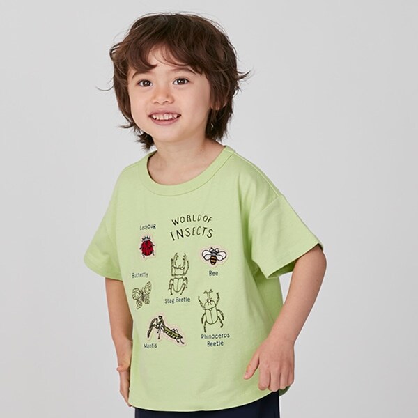 【接触冷感】昆虫アップリケ半袖Tシャツ
