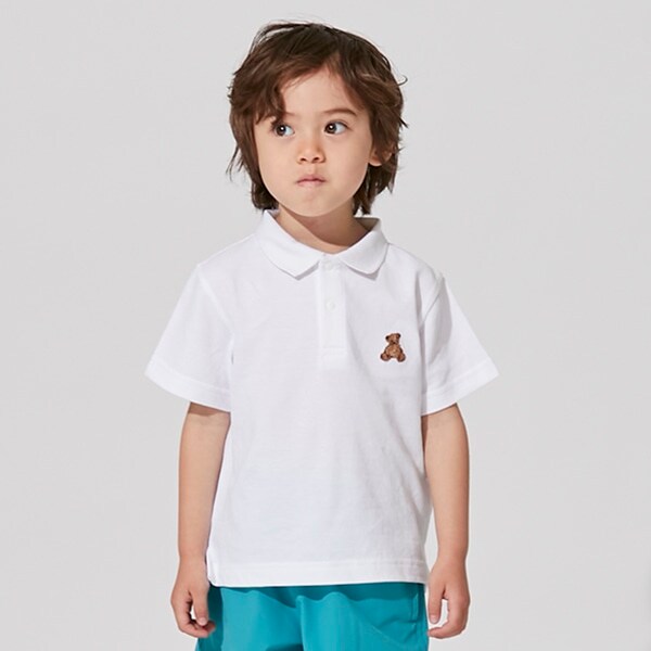 【リンク】クマ刺しゅう半袖ポロシャツ(キッズサイズ)