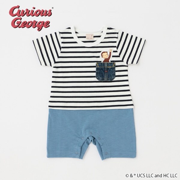 【おさるのジョージ】ボーダーカバーオール