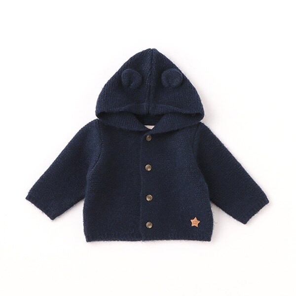 耳つきニットカーデ