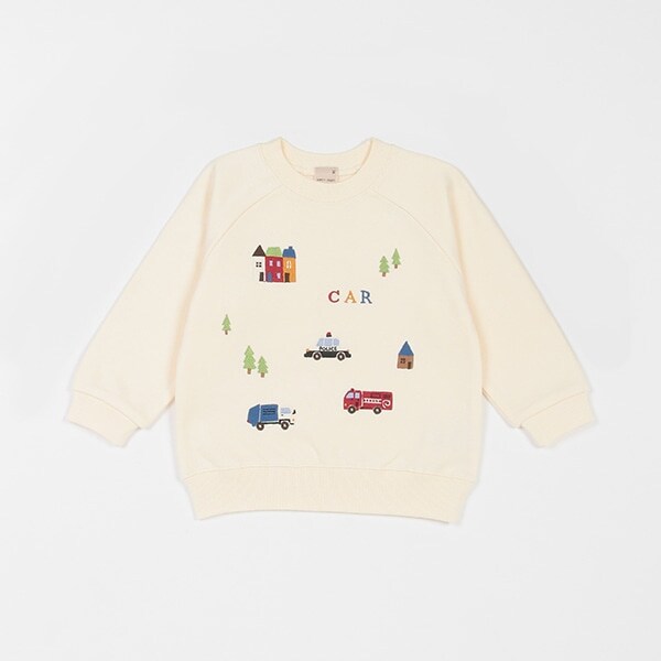 働く車刺しゅうトレーナー