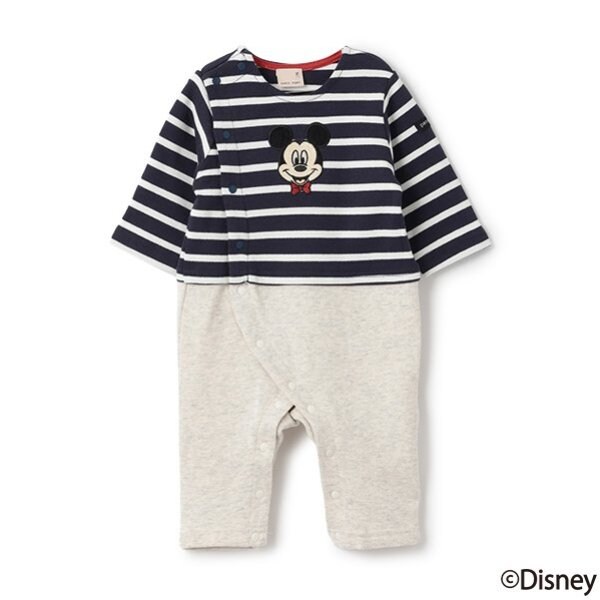 【Disney】ボーダー切替カバーオール