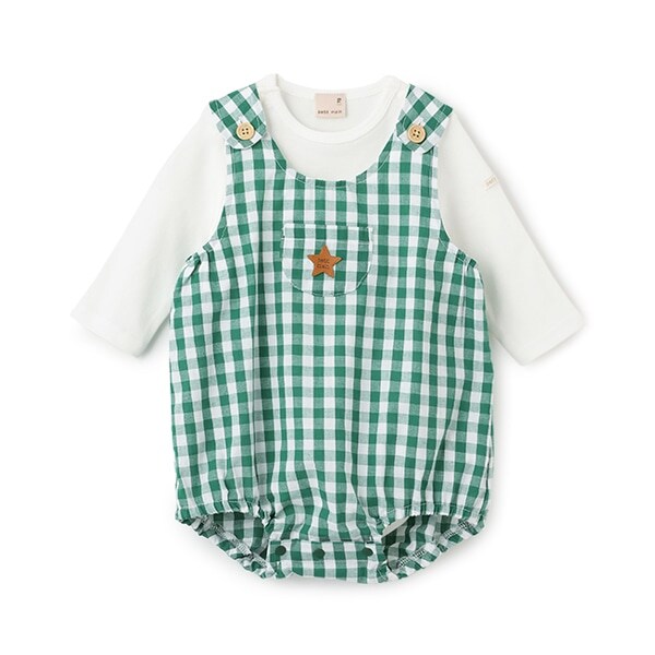 チェックサロペットセット