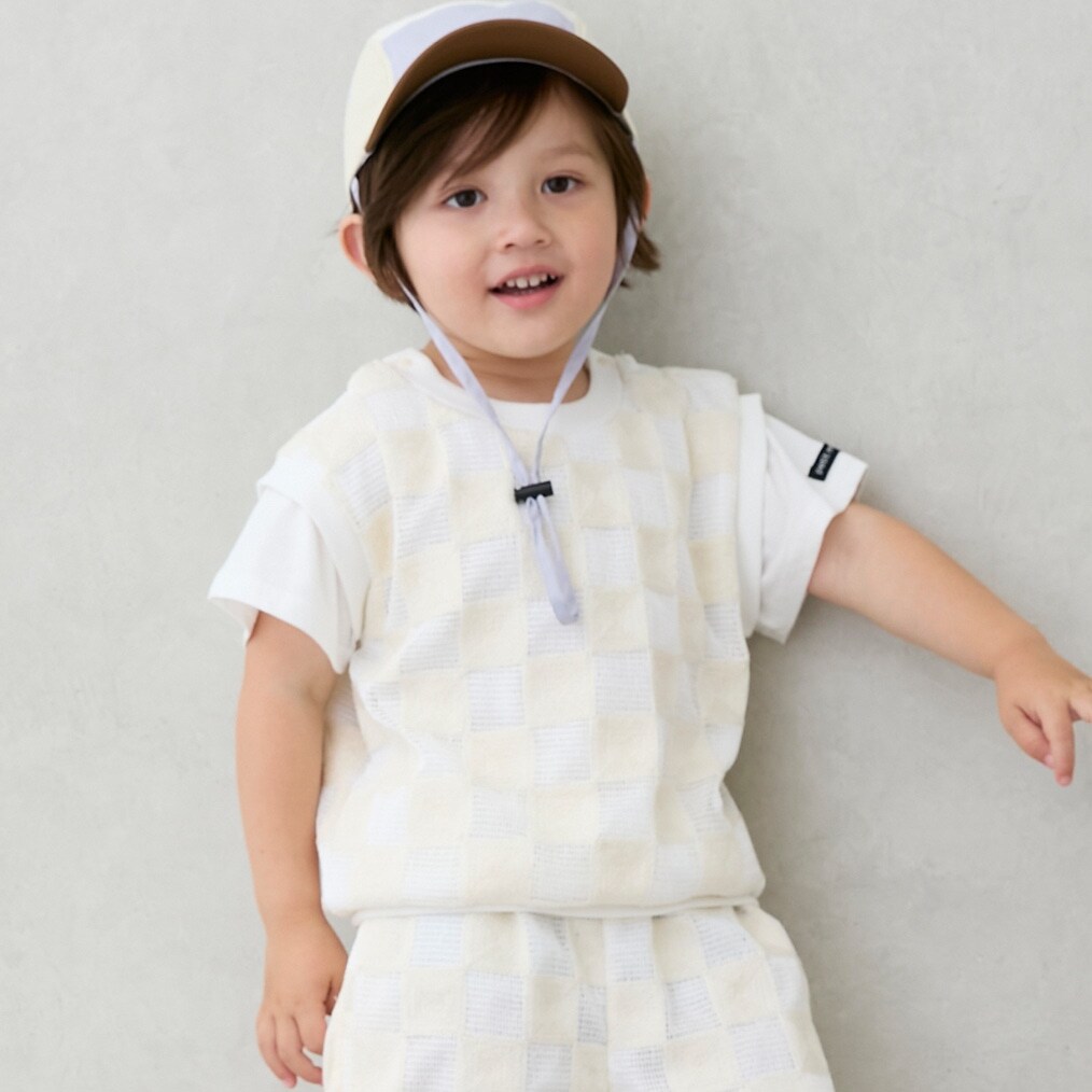 スクエア刺しゅうドッキング半袖Tシャツ