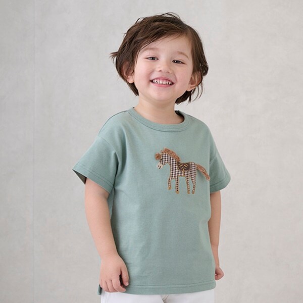 アップリケ車・ポニー半袖Tシャツ