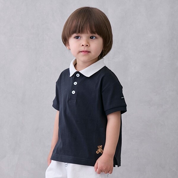 【接触冷感】ポロ衿配色半袖Tシャツ