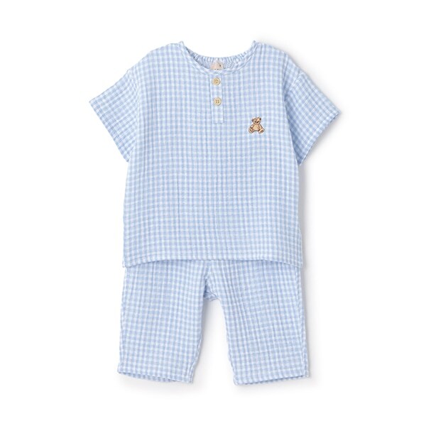 【リンク】くま刺しゅうWガーゼパジャマ(キッズ)