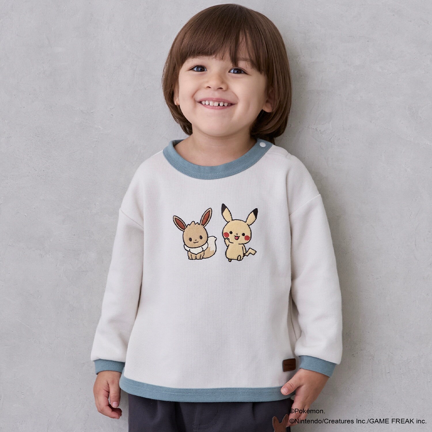 【モンポケ】接結アップリケ長袖T