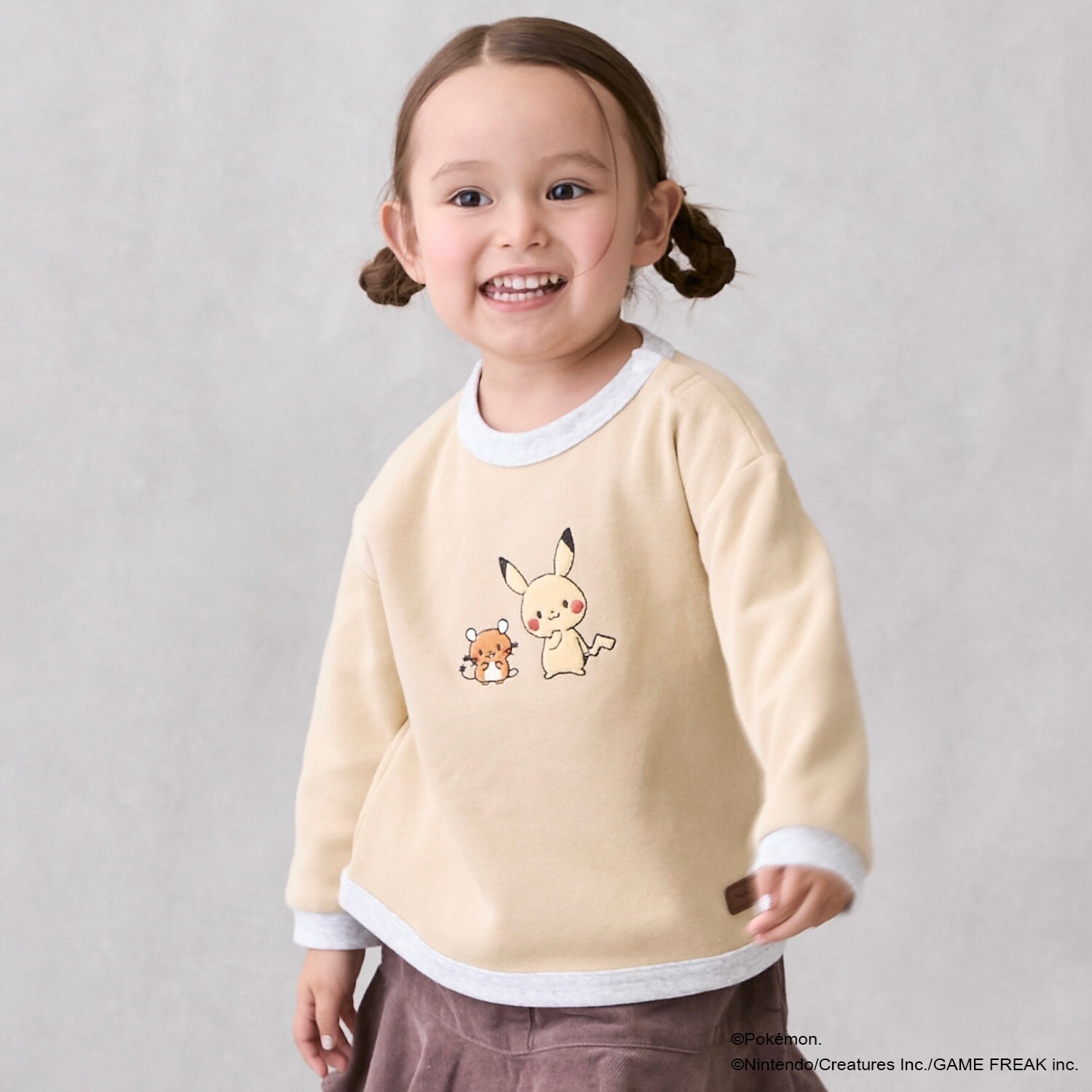 【モンポケ】接結アップリケ長袖T