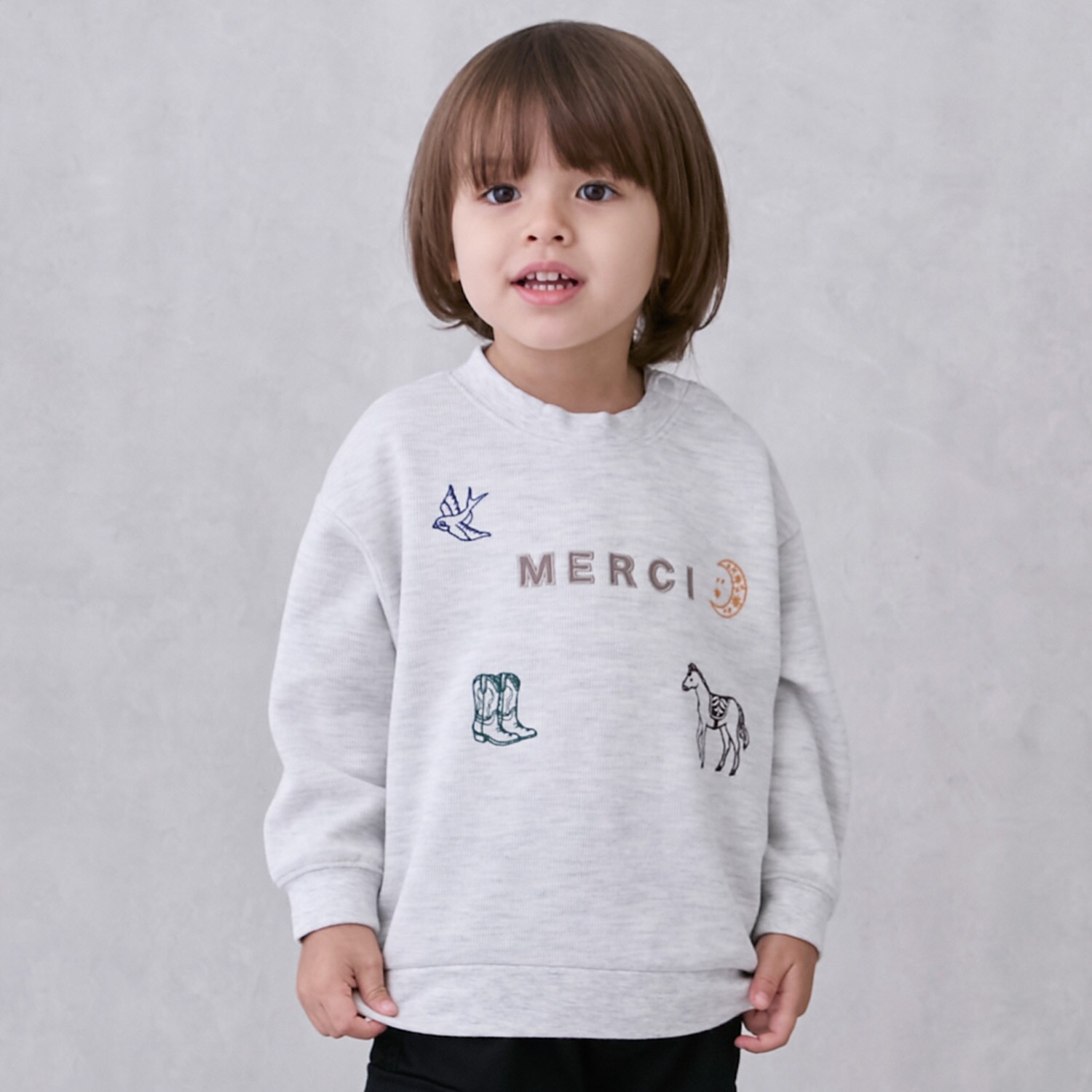 ロゴモチーフ接結長袖Tシャツ