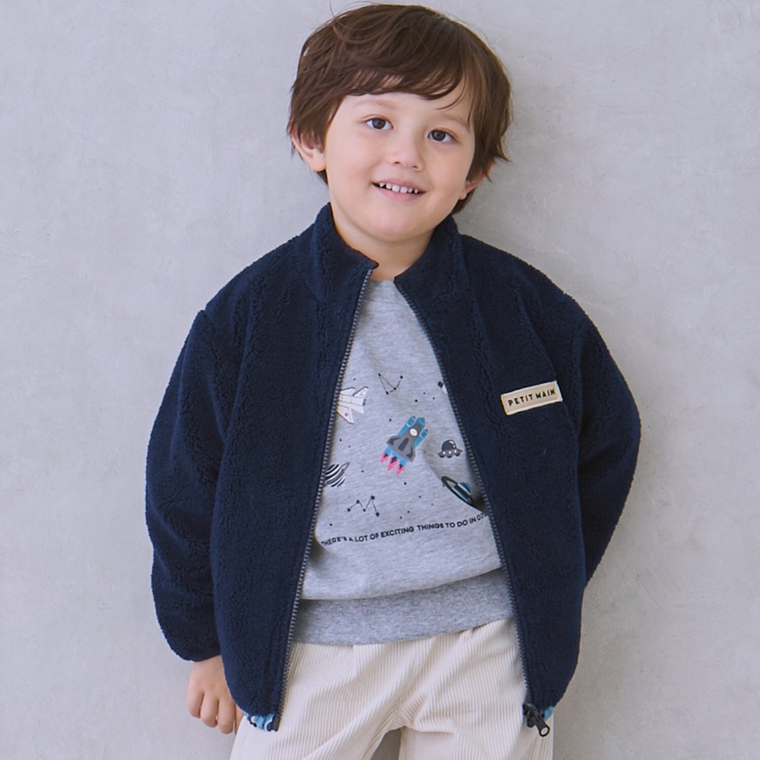 【撥水加工】柄×ボアブルゾン