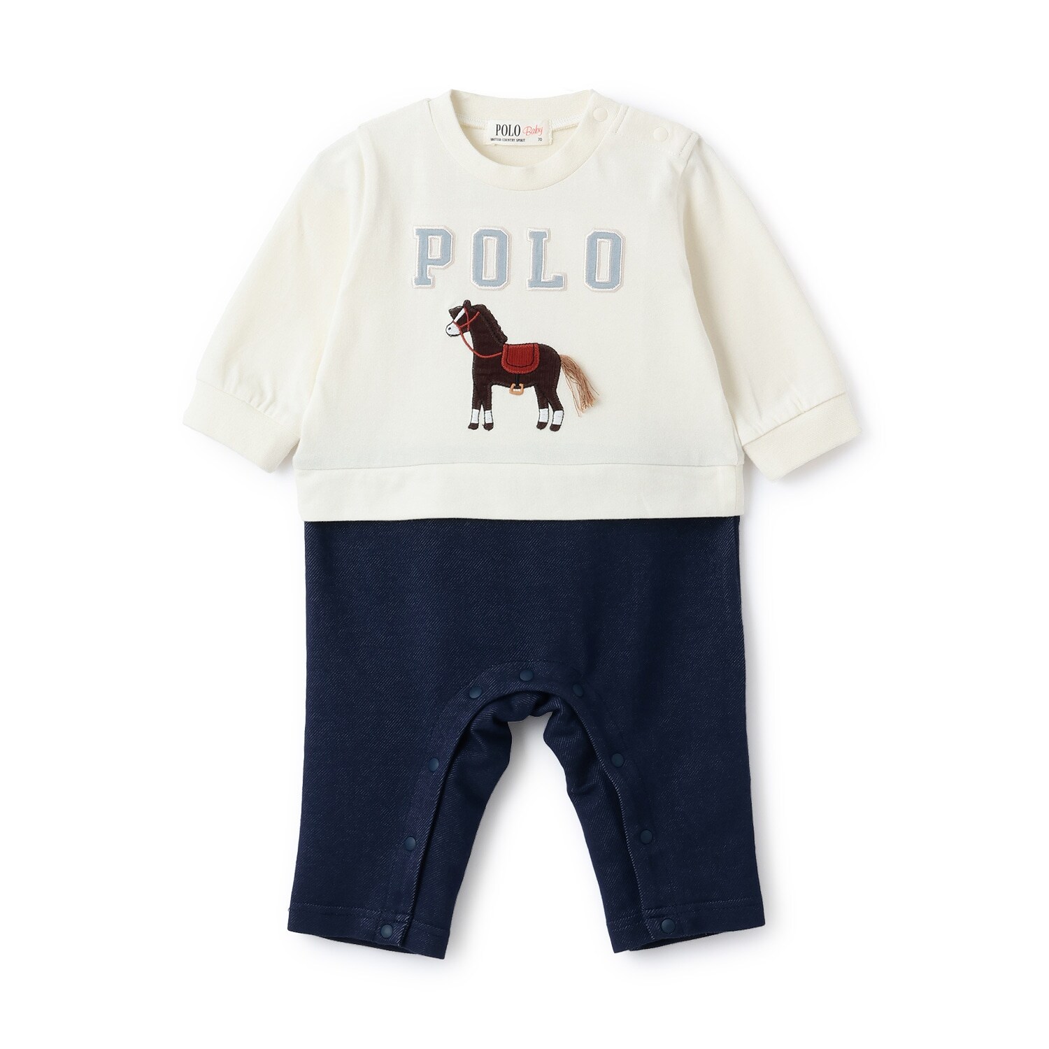 【POLO BCS】アップリケ長袖カバーオール