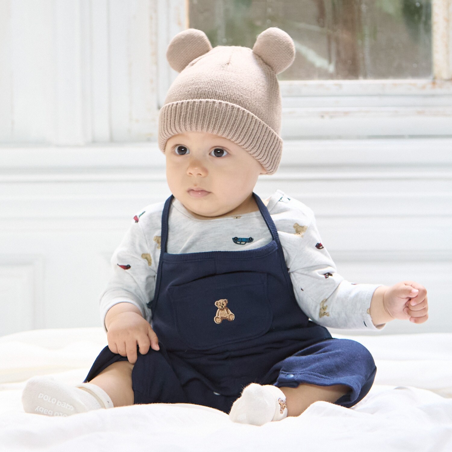 【POLO BCS】モチーフ長袖サロペット