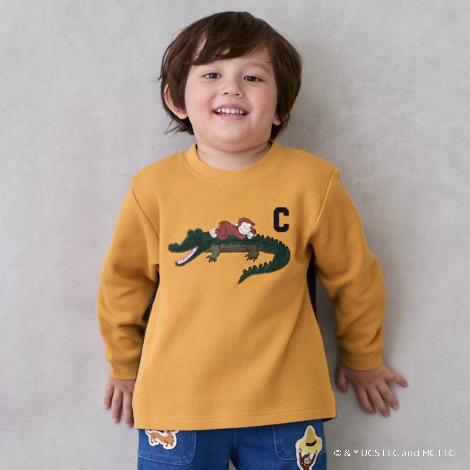 【おさるのジョージ】接結アップリケ長袖Tシャツ