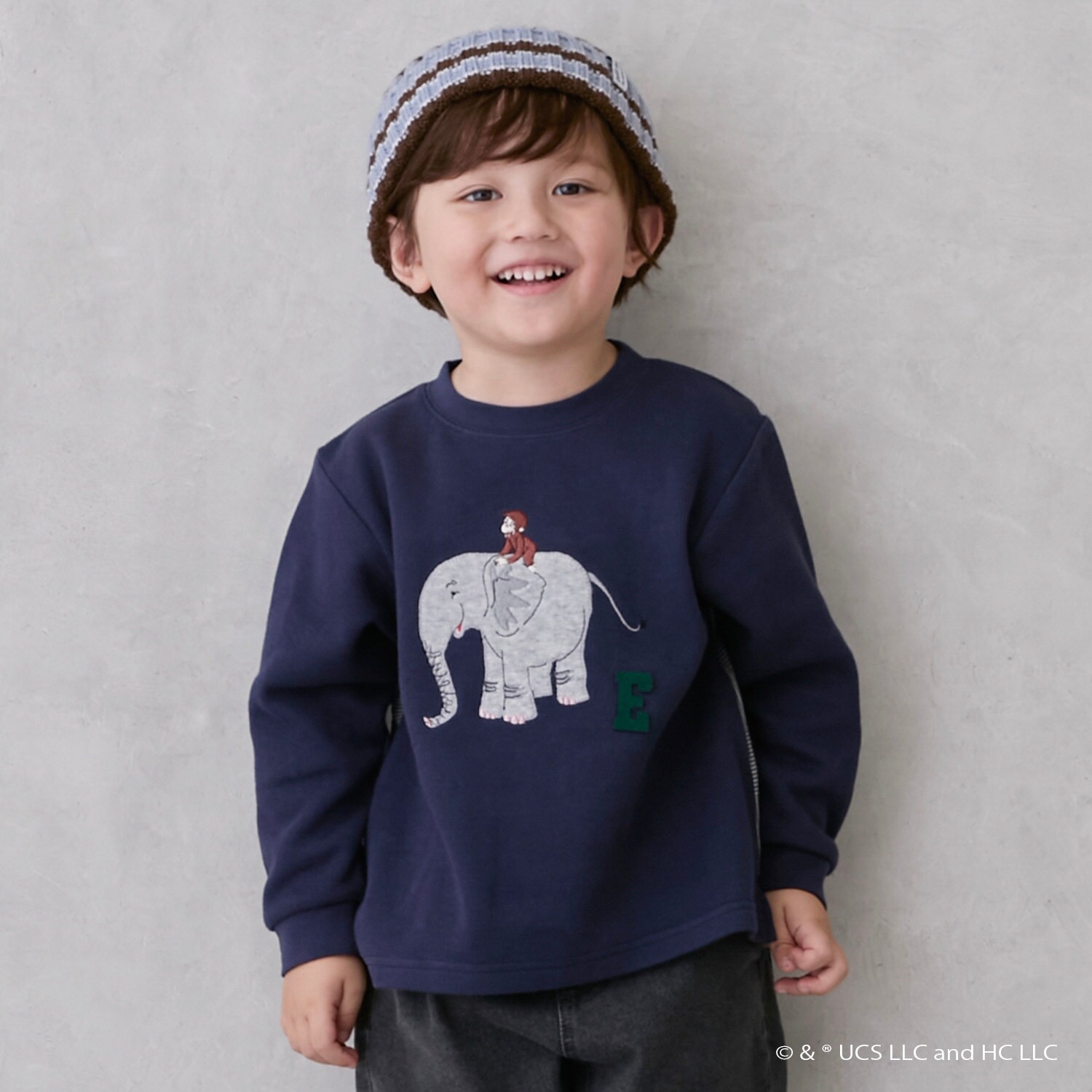 【おさるのジョージ】接結アップリケ長袖Tシャツ