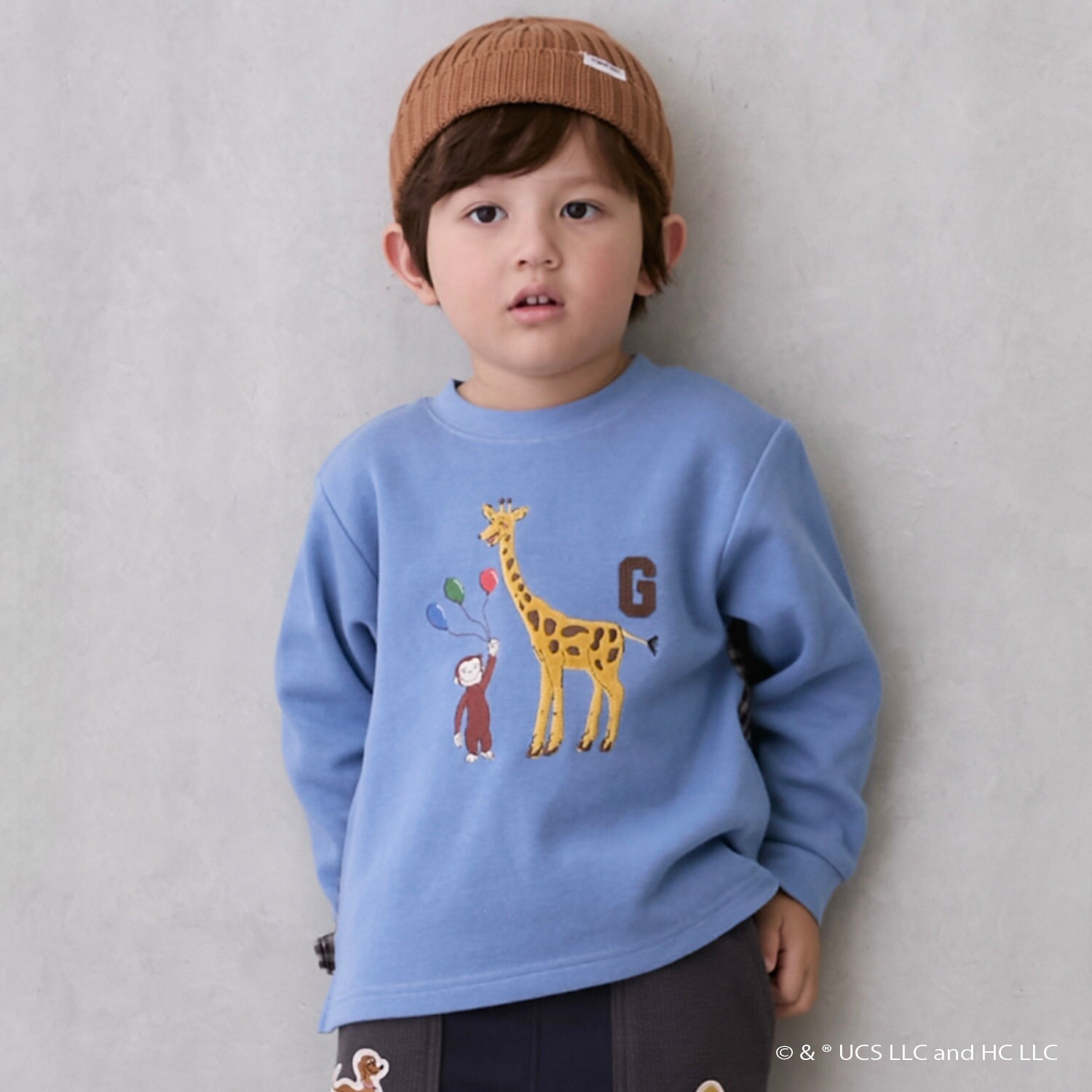 【おさるのジョージ】接結アップリケ長袖Tシャツ