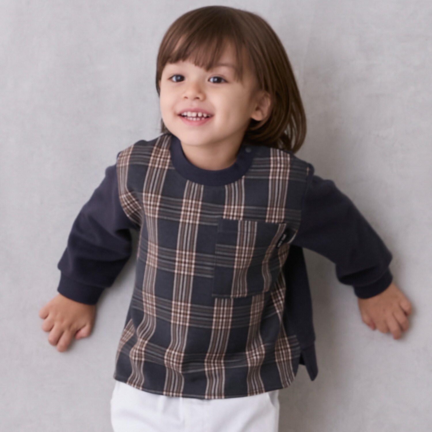 【リンク】チェックドッキング長袖Tシャツ