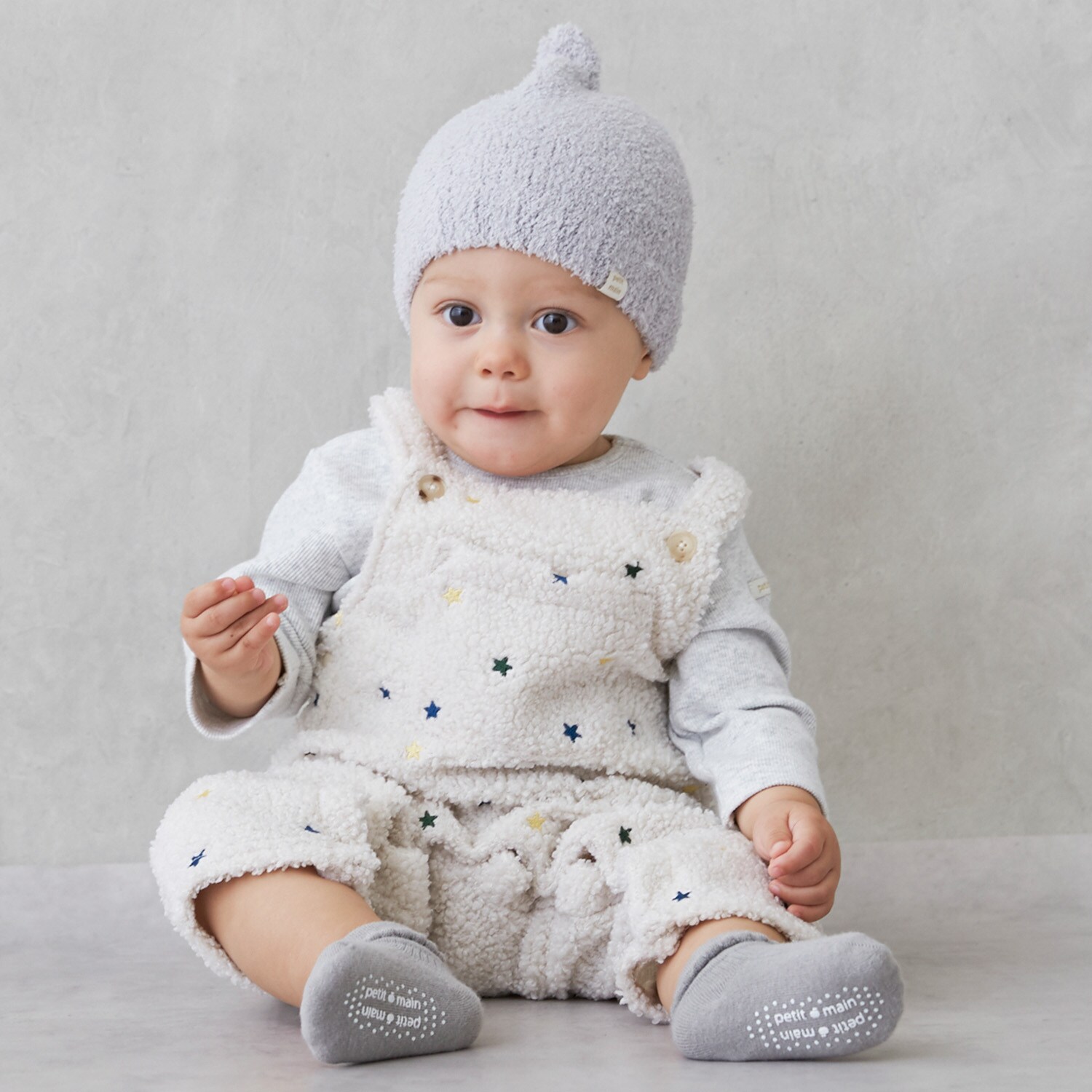 星刺しゅうサロペットカバーオール