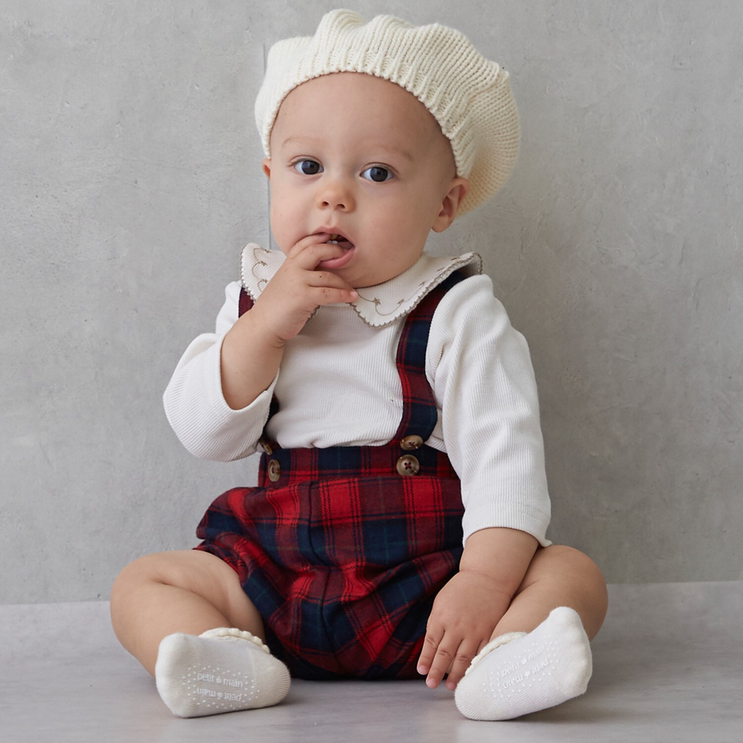 衿刺しゅうサロペットセット