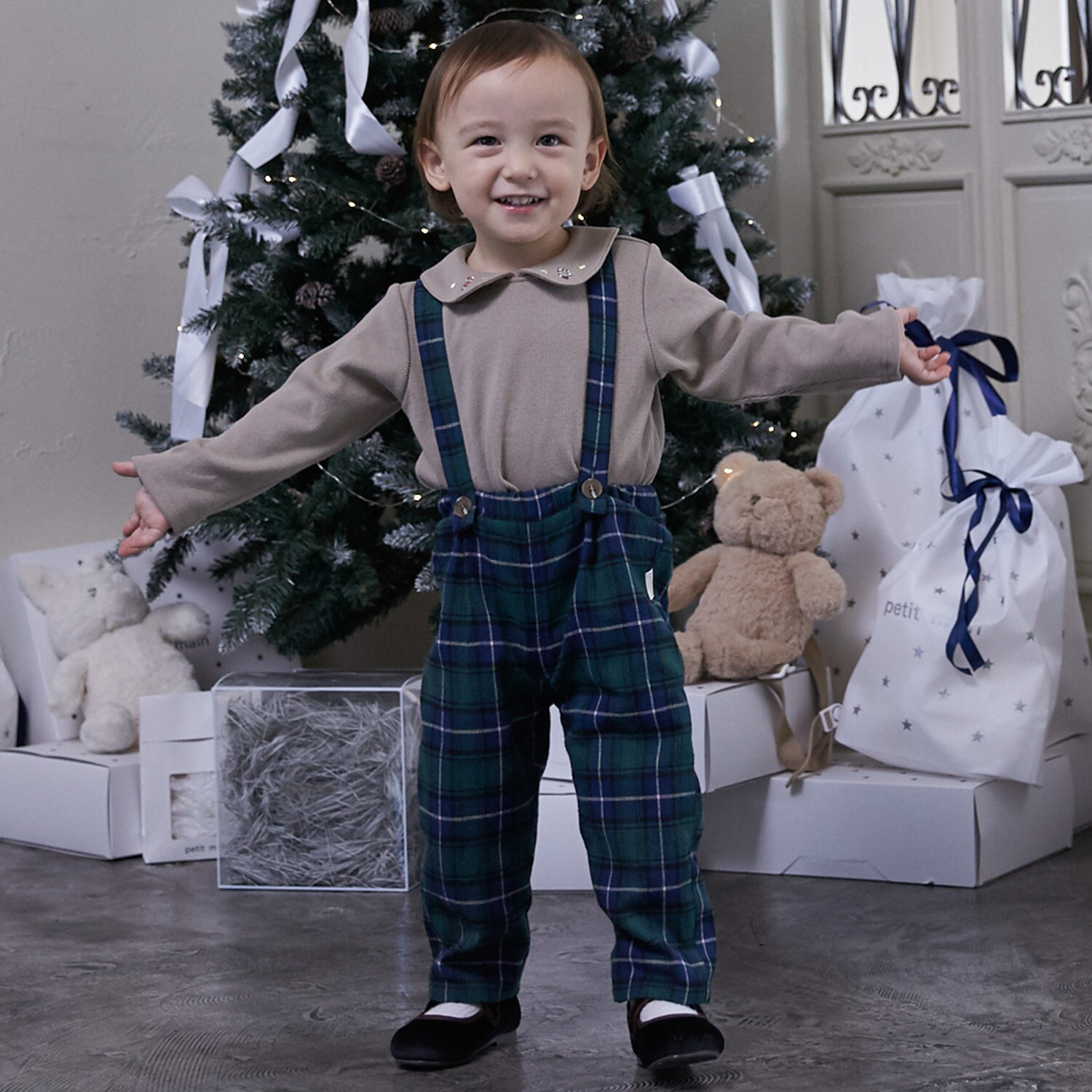 衿つき長T+サスつきパンツセット