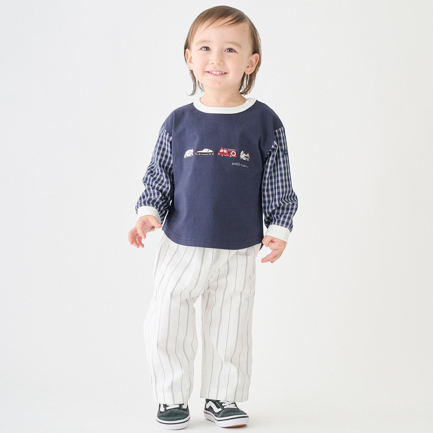 ストライプ/ウエストタックイージーパンツ